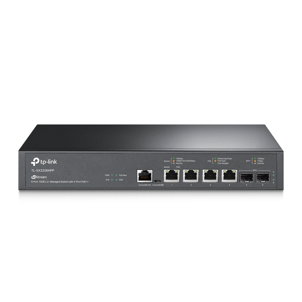 Switch Tp-link Omada 6 PTS 10G Gerenciavel 4P Poe++ 2P Sfp+ TL-SX3206HPP