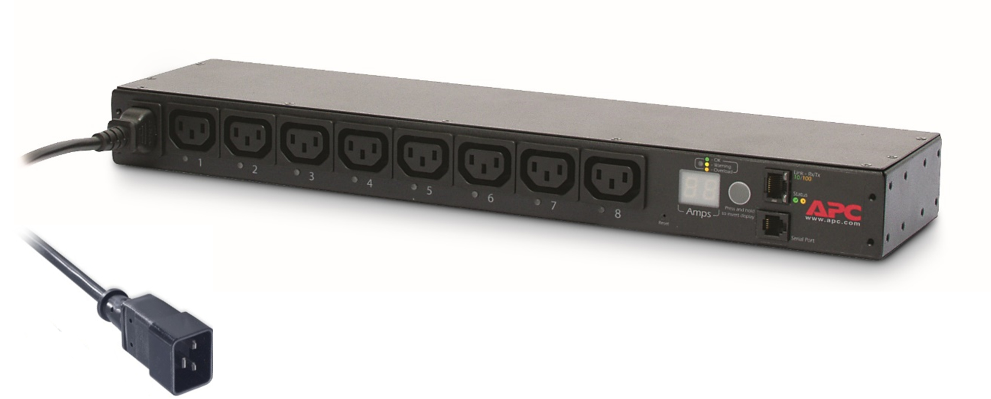 APC PDU COMUTADOR,1U, 220V 16A ENT IEC C20 - SAI (8) C13 - G22