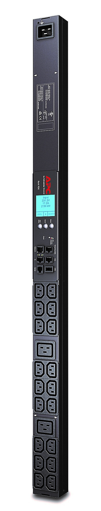 APC PDU VERT COM MEDIDORES 230V 16A ENT C20 E SAI (18)C13 E (2)C19
