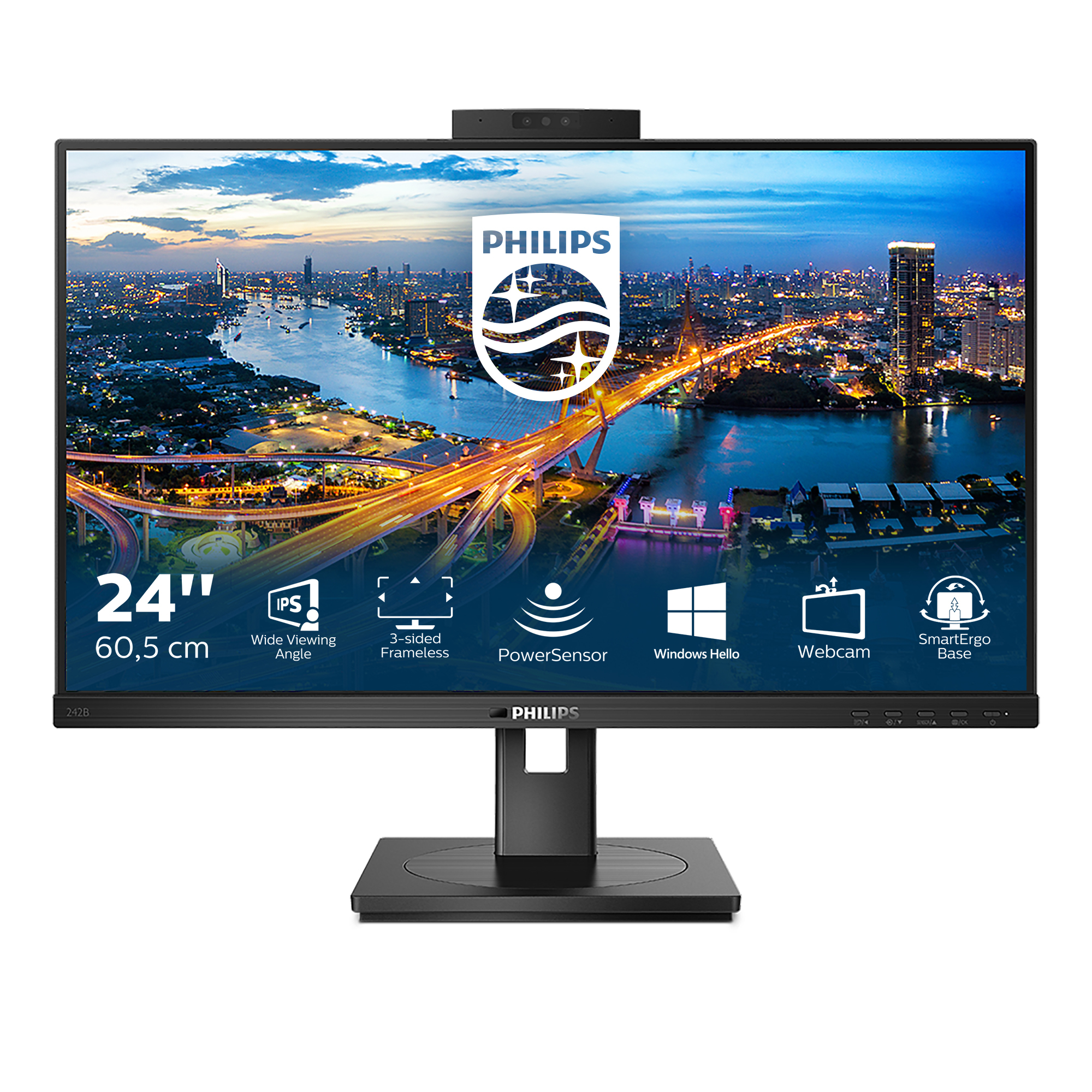 Monitor Philips 24 LED Full HD 242B1H / 75HZ / IPS / Hdmi / VGA / Display Port / USB / Vesa / Mul...