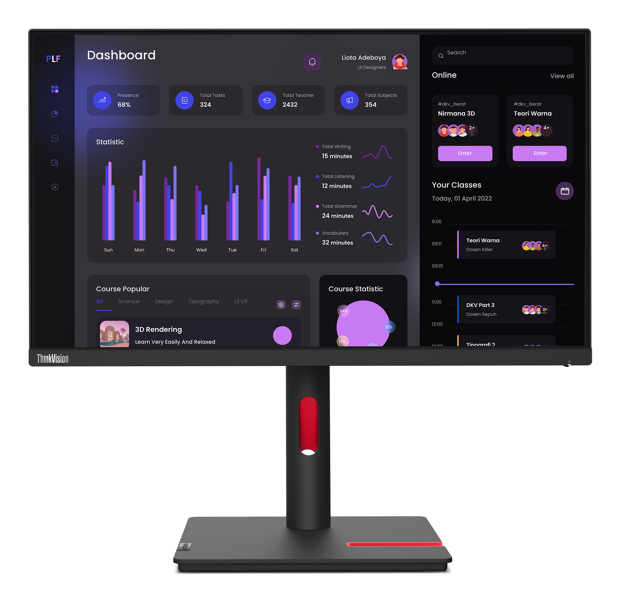Monitor Lenovo T24i-30 23.8" Full HD