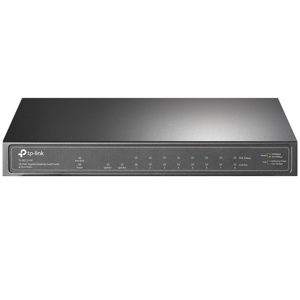 Switch Tp-link Omada 10 PTS Gigabit nao Gerenciavel 8P Poe+ 1P SFP TL-SG1210P
