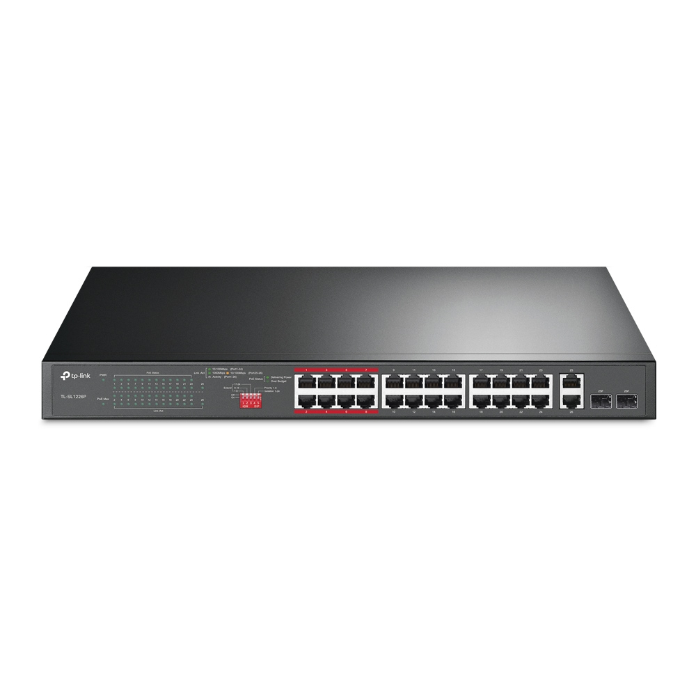 Switch Tp-link Omada 24 PTS Fast nao Gerenciavel Poe+ 2P Gigabit 2P Gigabit SFP TL-SL1226P