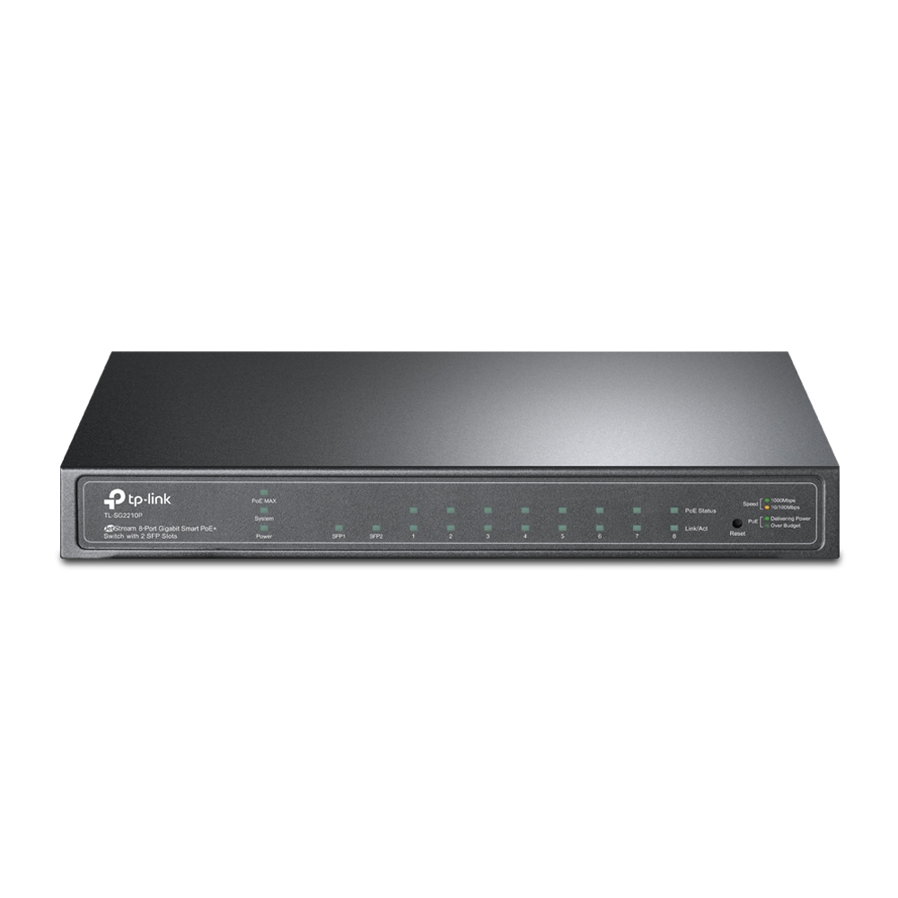 Switch TP-LINK Smart Giga 8P PoE+ e 2 Slots SFP