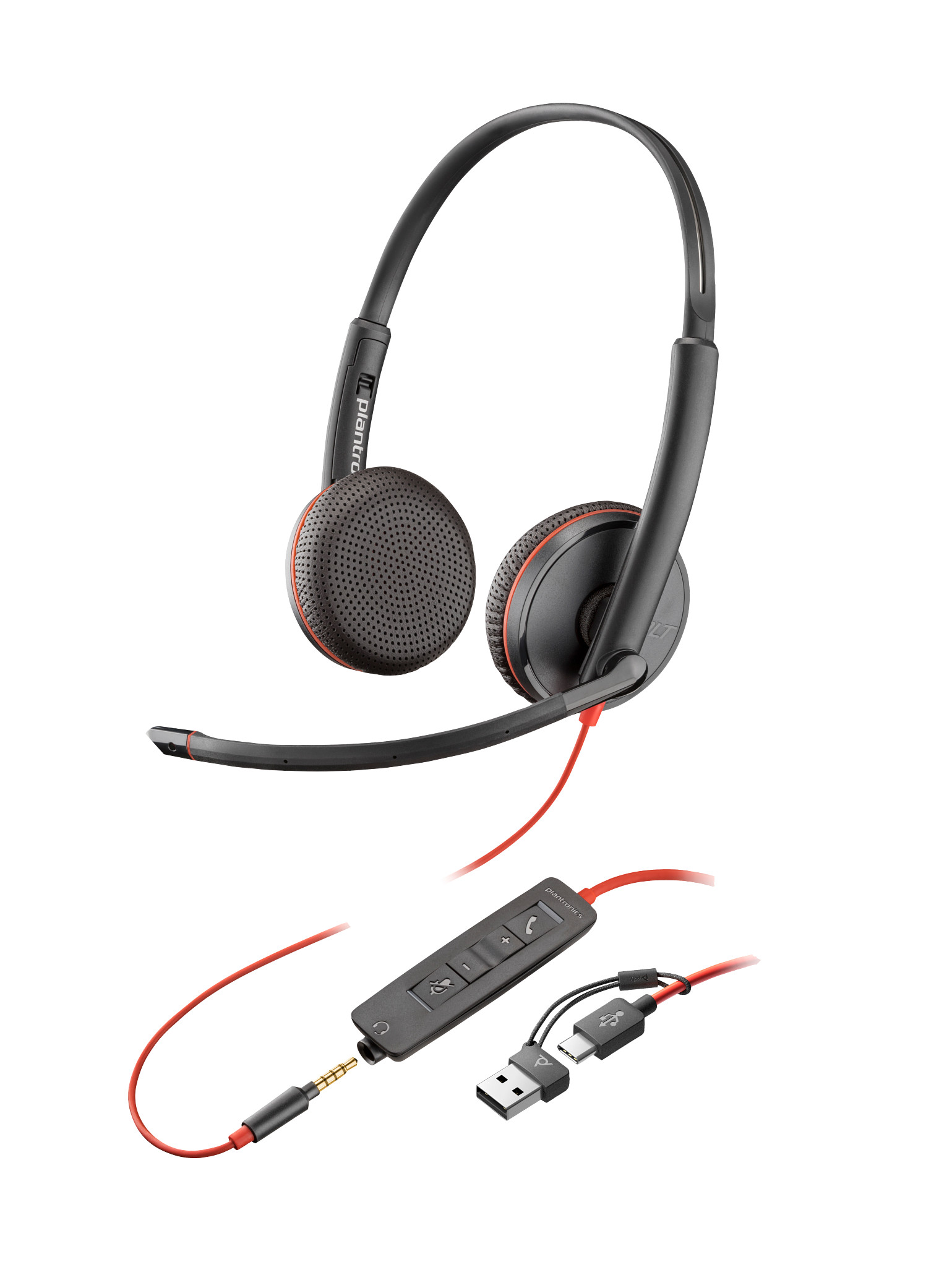 Poly HEADSET POLY BLACKWIRE 3225 STEREO USB-C ADAP.USB-A 3.5MM