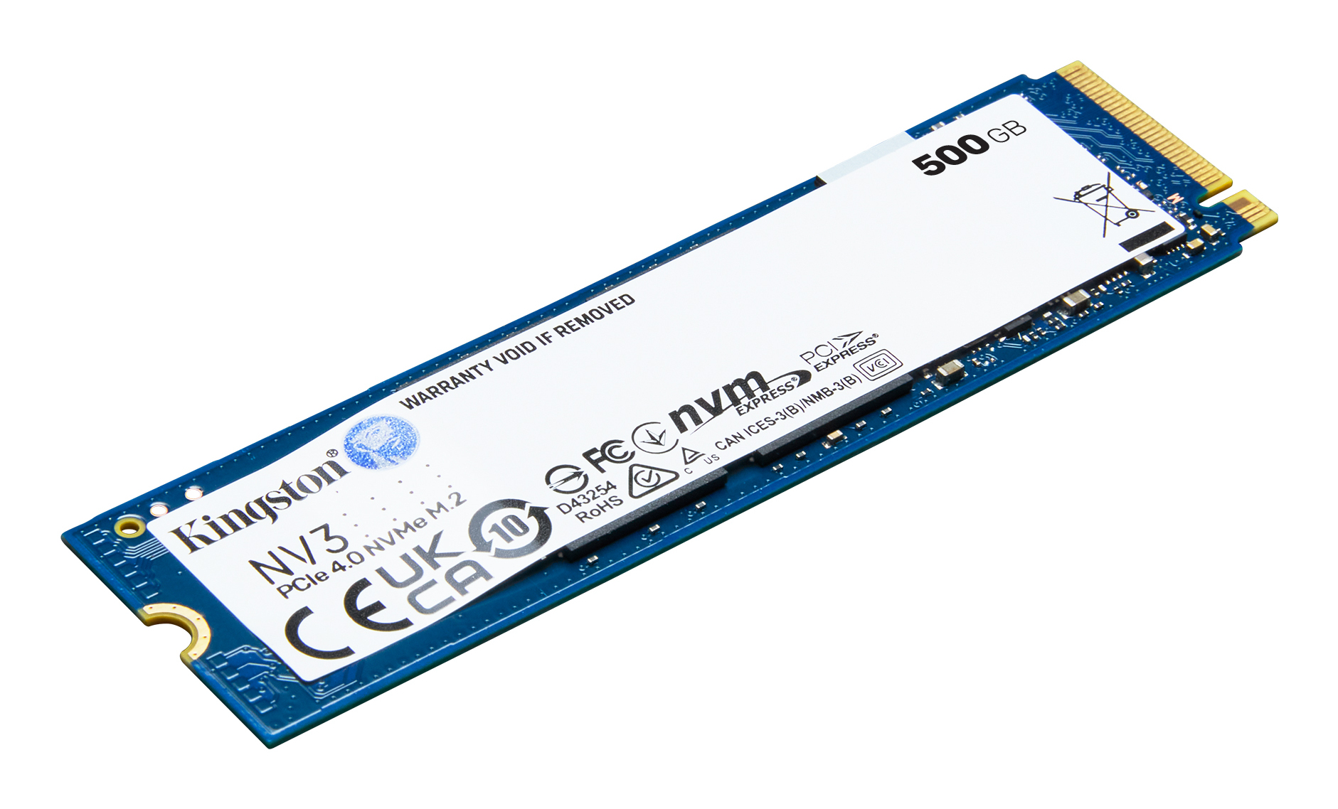 SSD Kingston 500GB NV3 M.2 2280 Nvme Pcie 4.0 Leitura 5000MB/S Gravacao 3000MB/S - SNV3S/500G