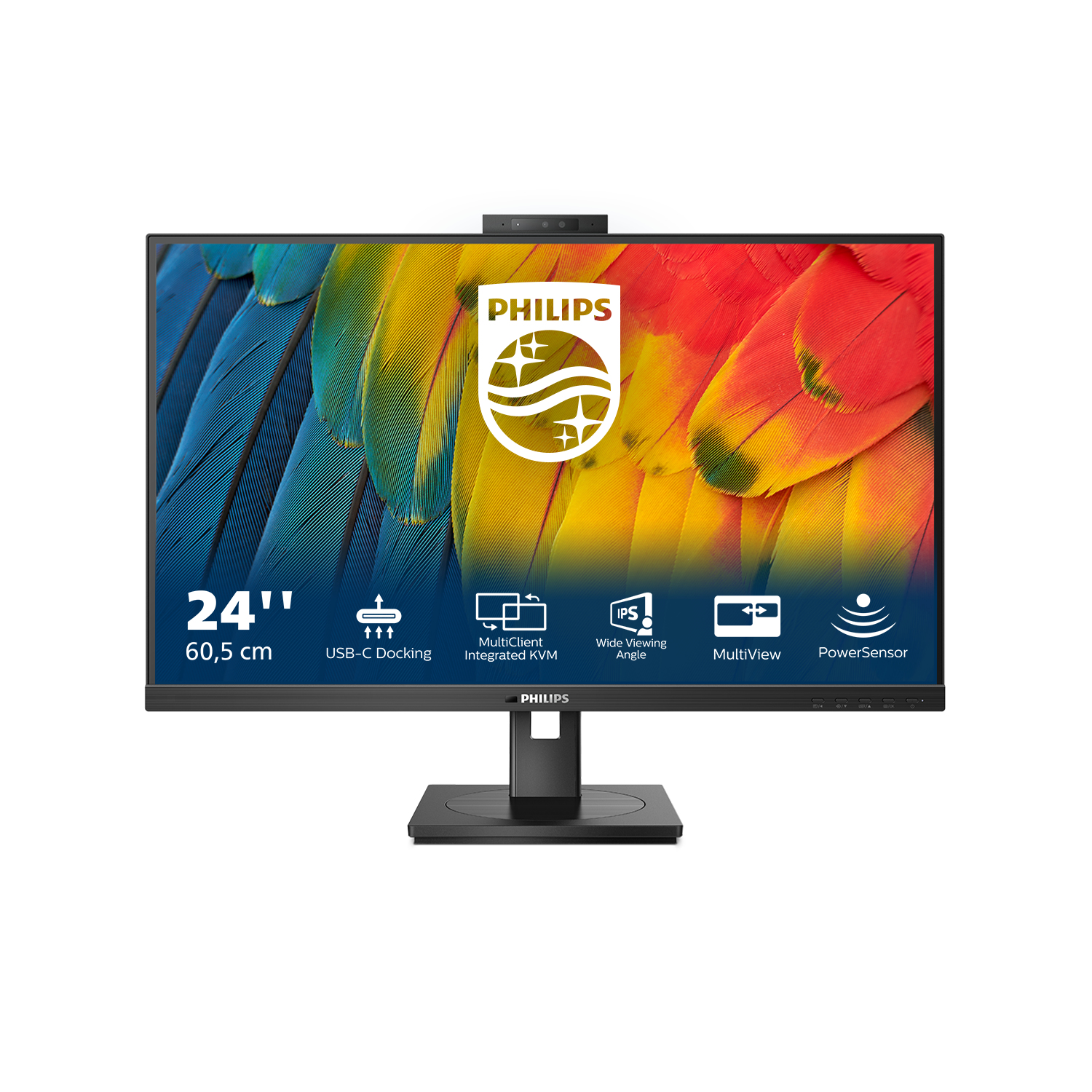 Monitor Philips 23,8 LED Full HD 24B1U5301H/57 / IPS / Hdmi / DP / Usb-c 90W / RJ45 / Webcam / Mu...