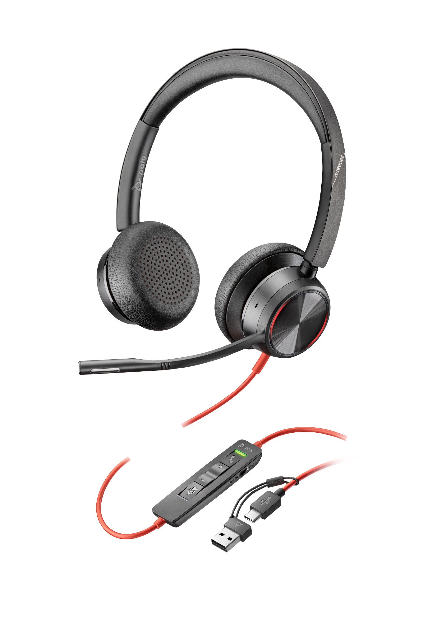 Poly HEADSET POLY BLACKWIRE 8225 STEREO ANC USB-C/ADAPT.USB-A