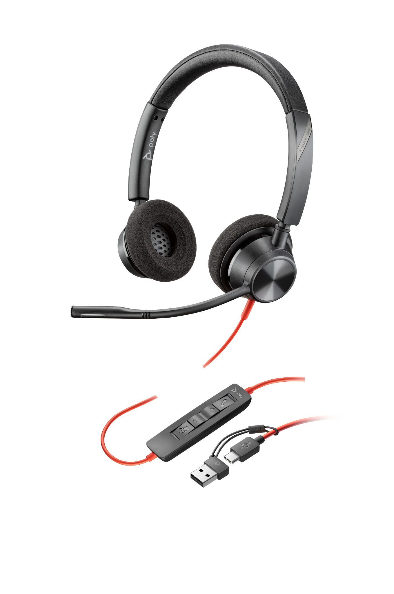 Poly HEADSET POLY BLACKWIRE 3320 STEREO USB-C ADAP.USB-A