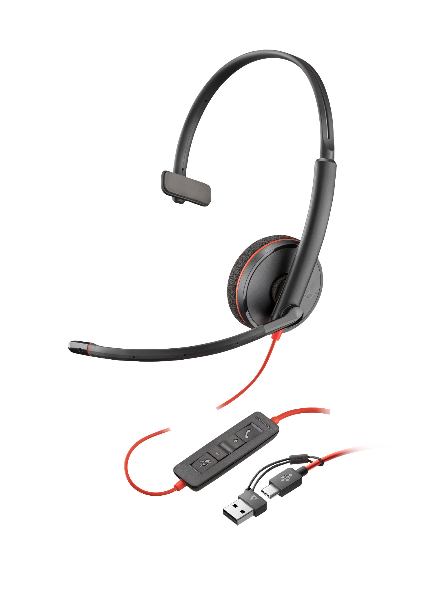 Poly HEADSET POLY BLACKWIRE 3210 MONO USB-C ADAP.USB-A BULK